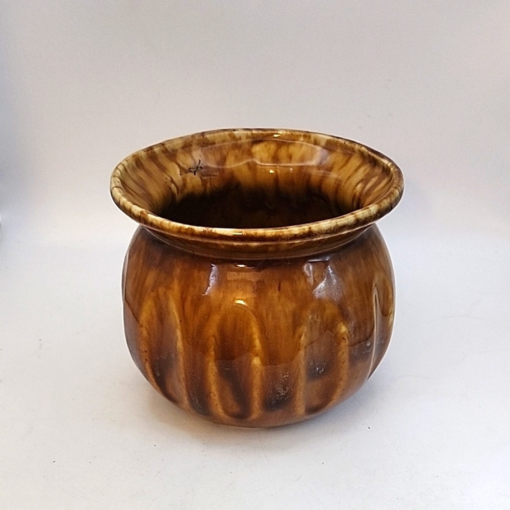 Vintage Gold Drip Glaze Pottery Planter